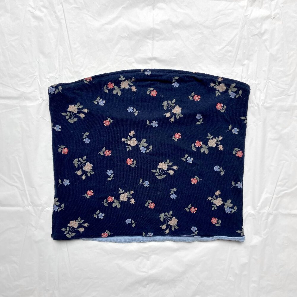 reversible blue floral tube top